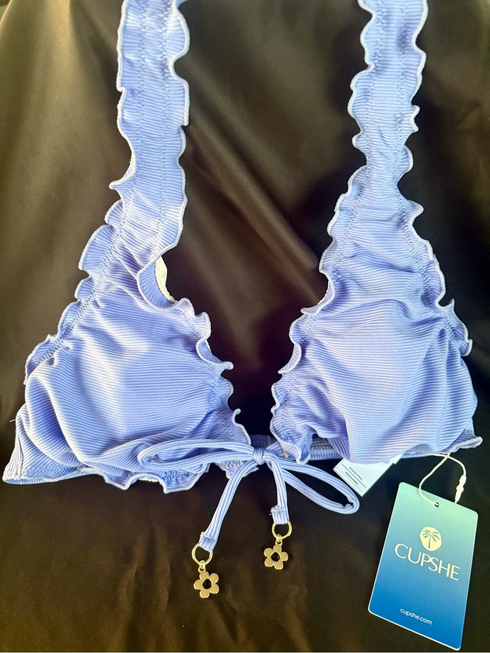 CUPSHE Periwinkle Ruffle Triangle Bikini Top